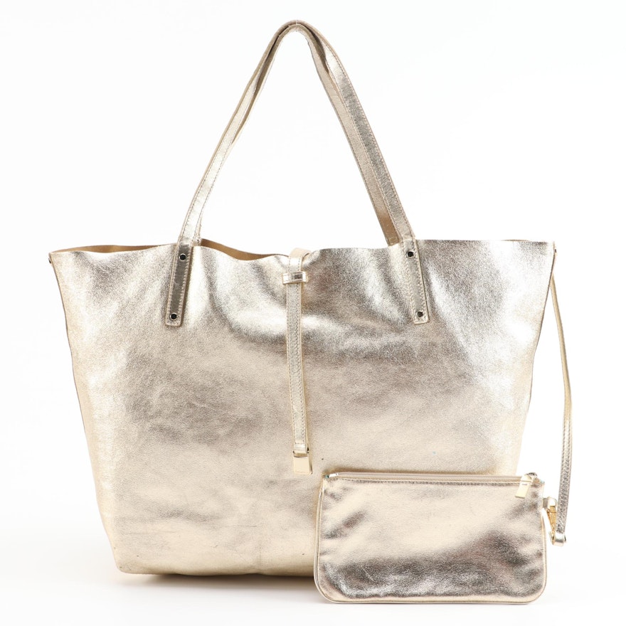 Tiffany & Co. Reversible Tote and Pochette in Metallic Gold Leather