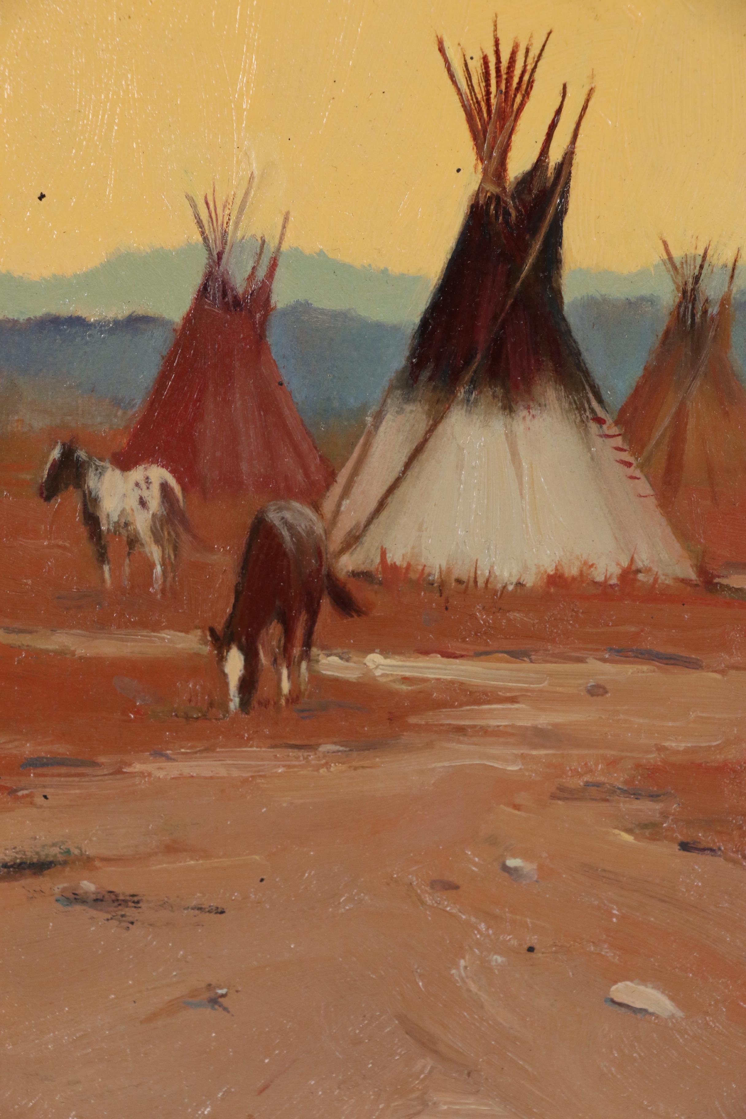 Robert Wagoner Oil Painting "Tipis and Horses"