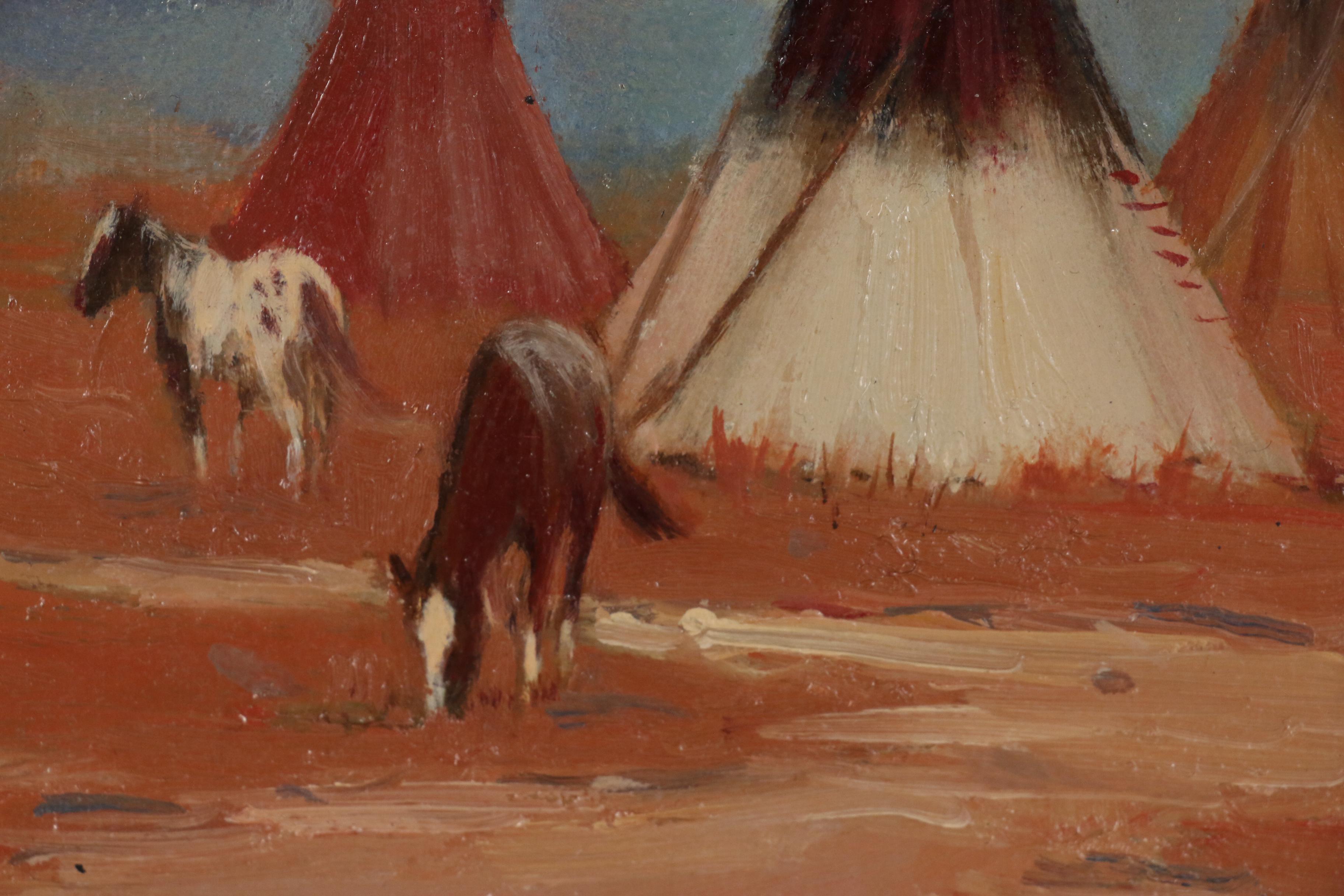 Robert Wagoner Oil Painting "Tipis and Horses"