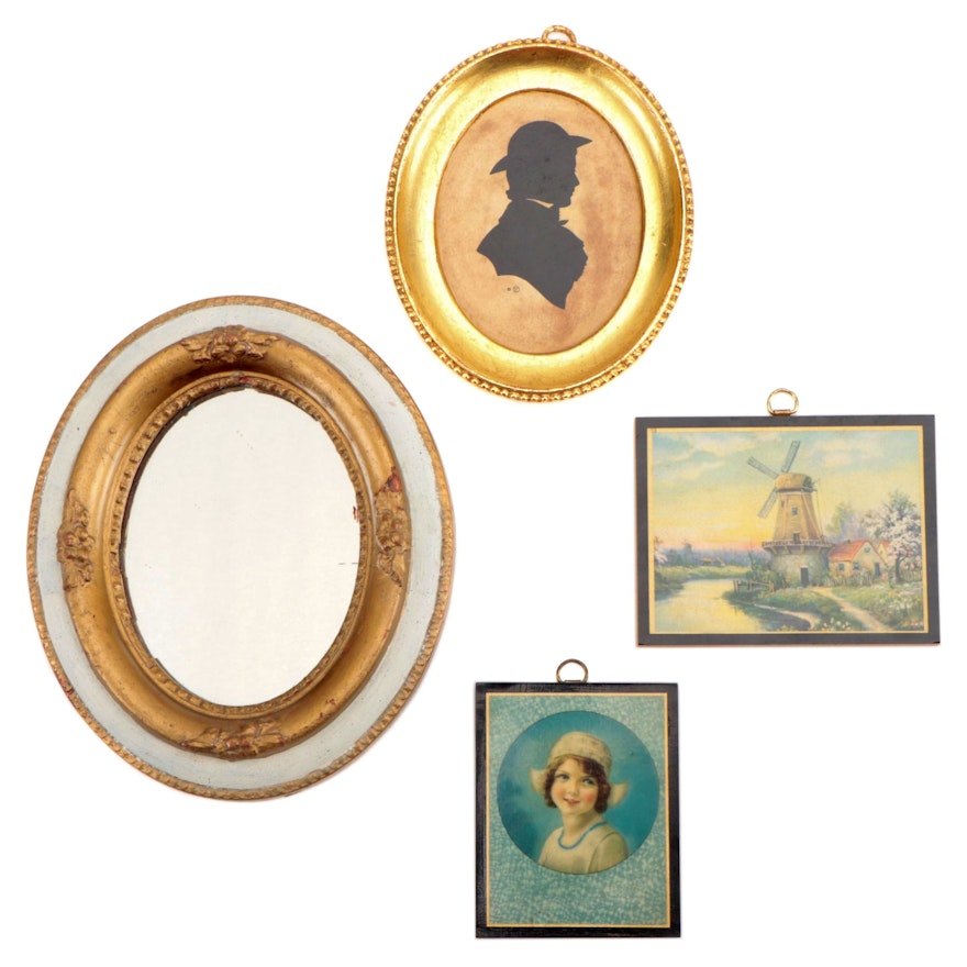 Decorative Offset Lithograph Plaques, Silhouette and Mirror