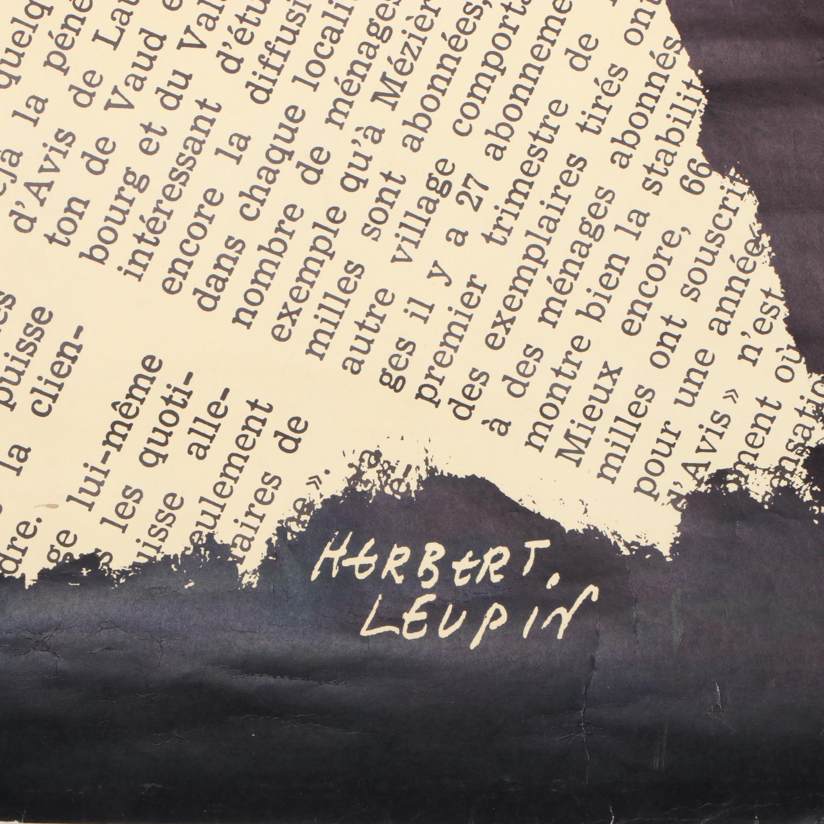 Vintage Poster after Herbert Leupin "Feuille D'Avis De Lausanne", 1958