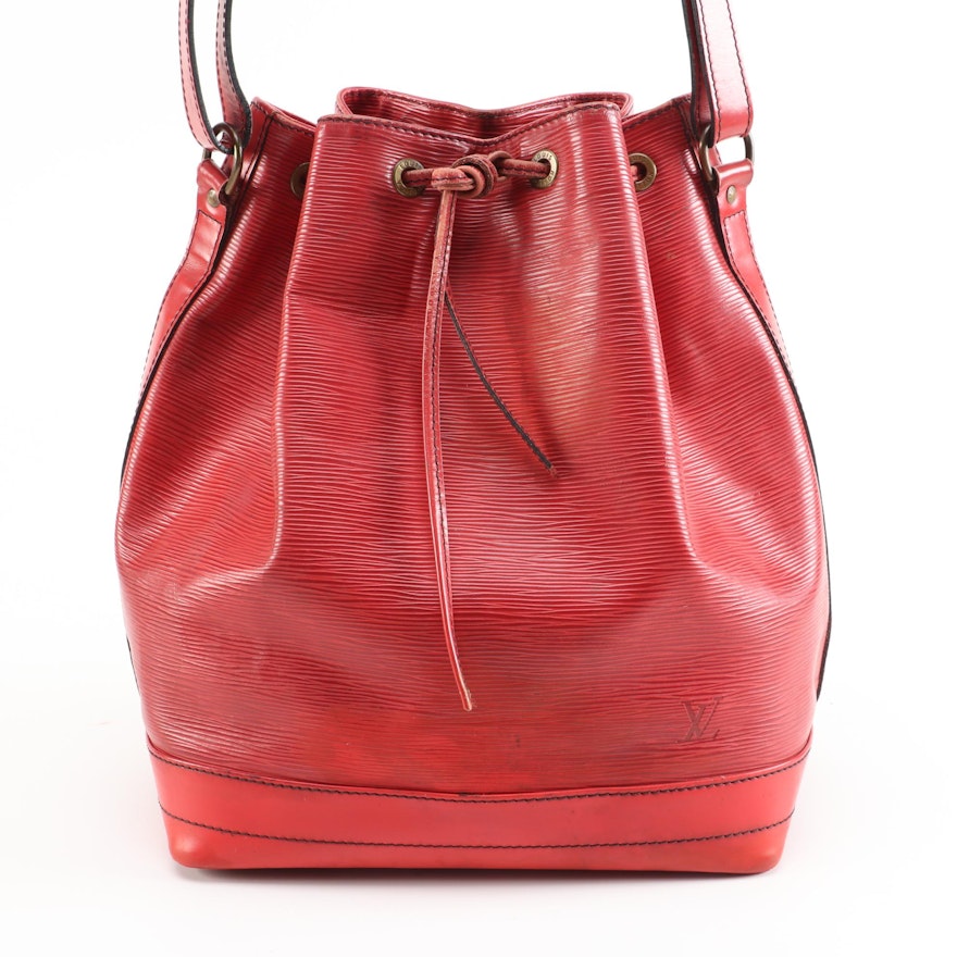 Refurbished Louis Vuitton Noé Bucket Bag in Red Epi Leather