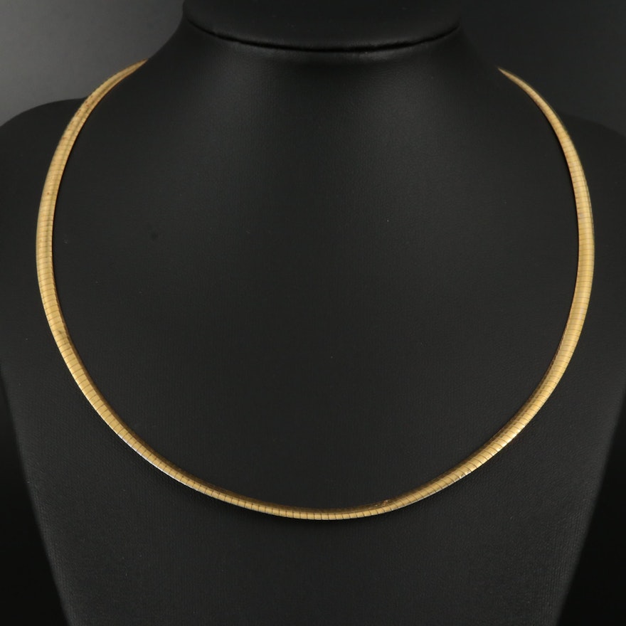 14K Gold Reversible Omega Necklace