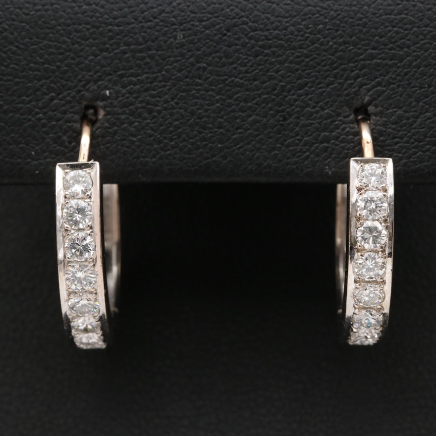 14K 1.30 CTW Diamond Hoop Earrings