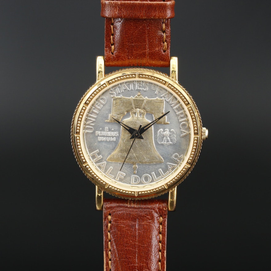 1951 Ben Franklin Half Dollar Coin Quartz Wristwatch