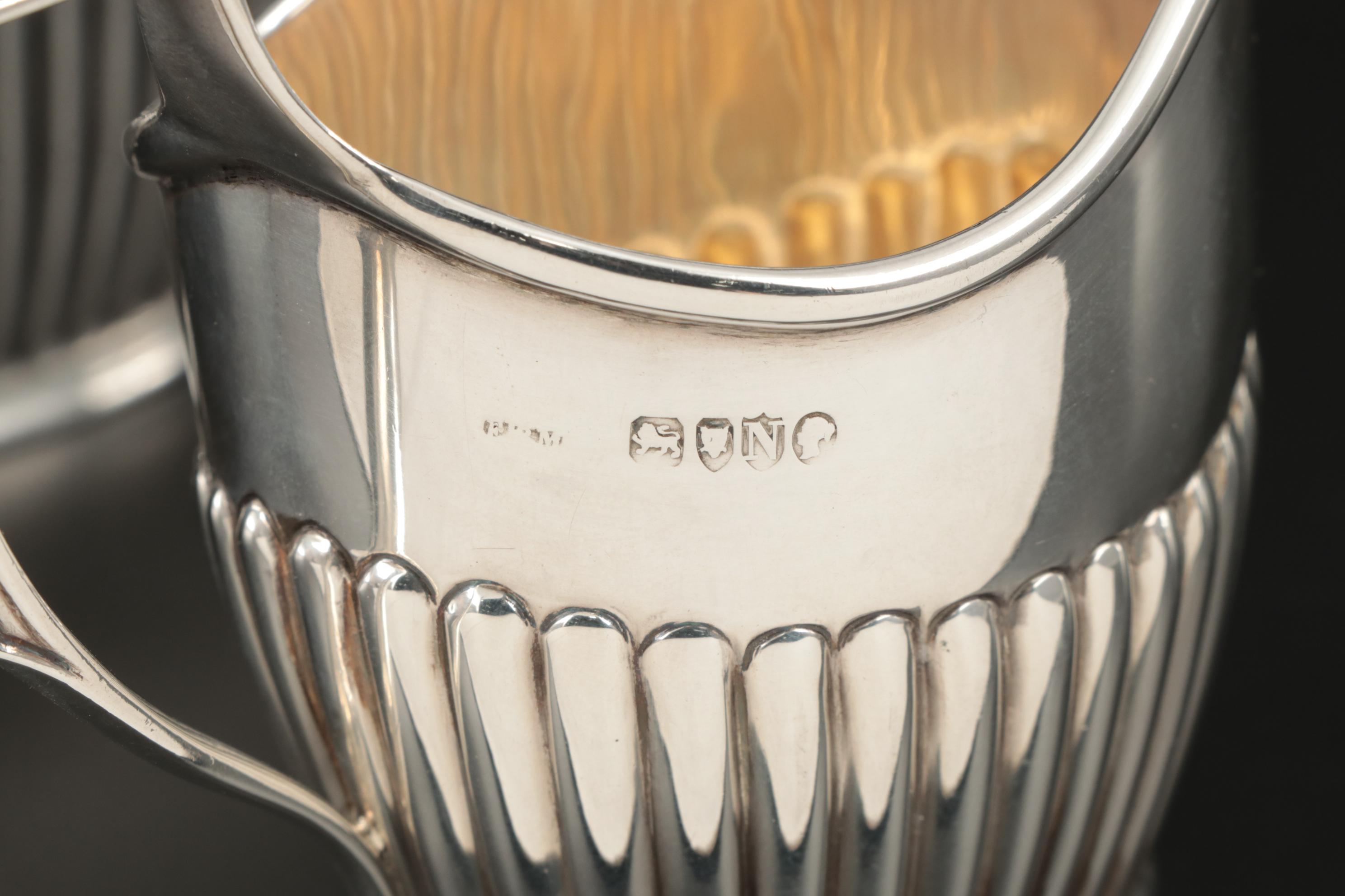 English Queen Anne Style Sterling Silver Tea Set, Late 19th/Early 20th Century