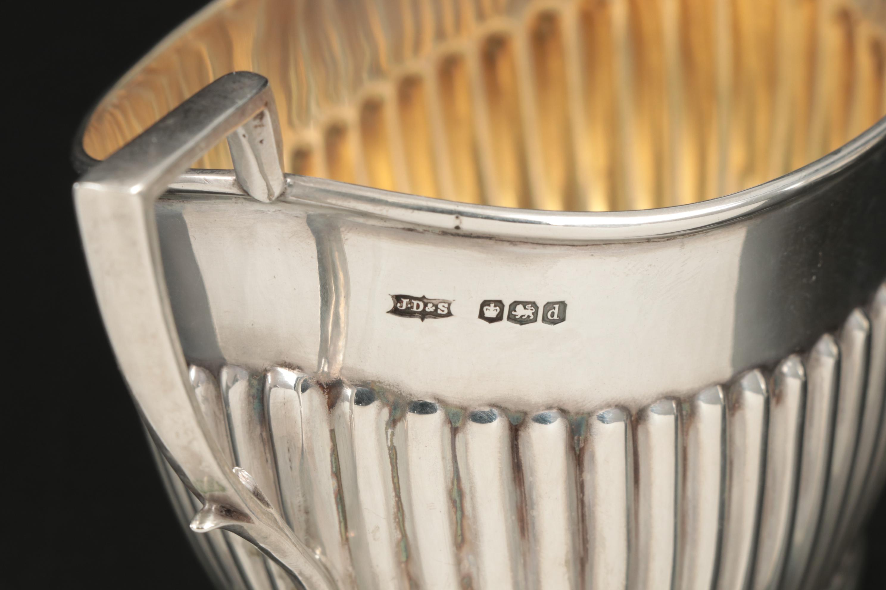 English Queen Anne Style Sterling Silver Tea Set, Late 19th/Early 20th Century