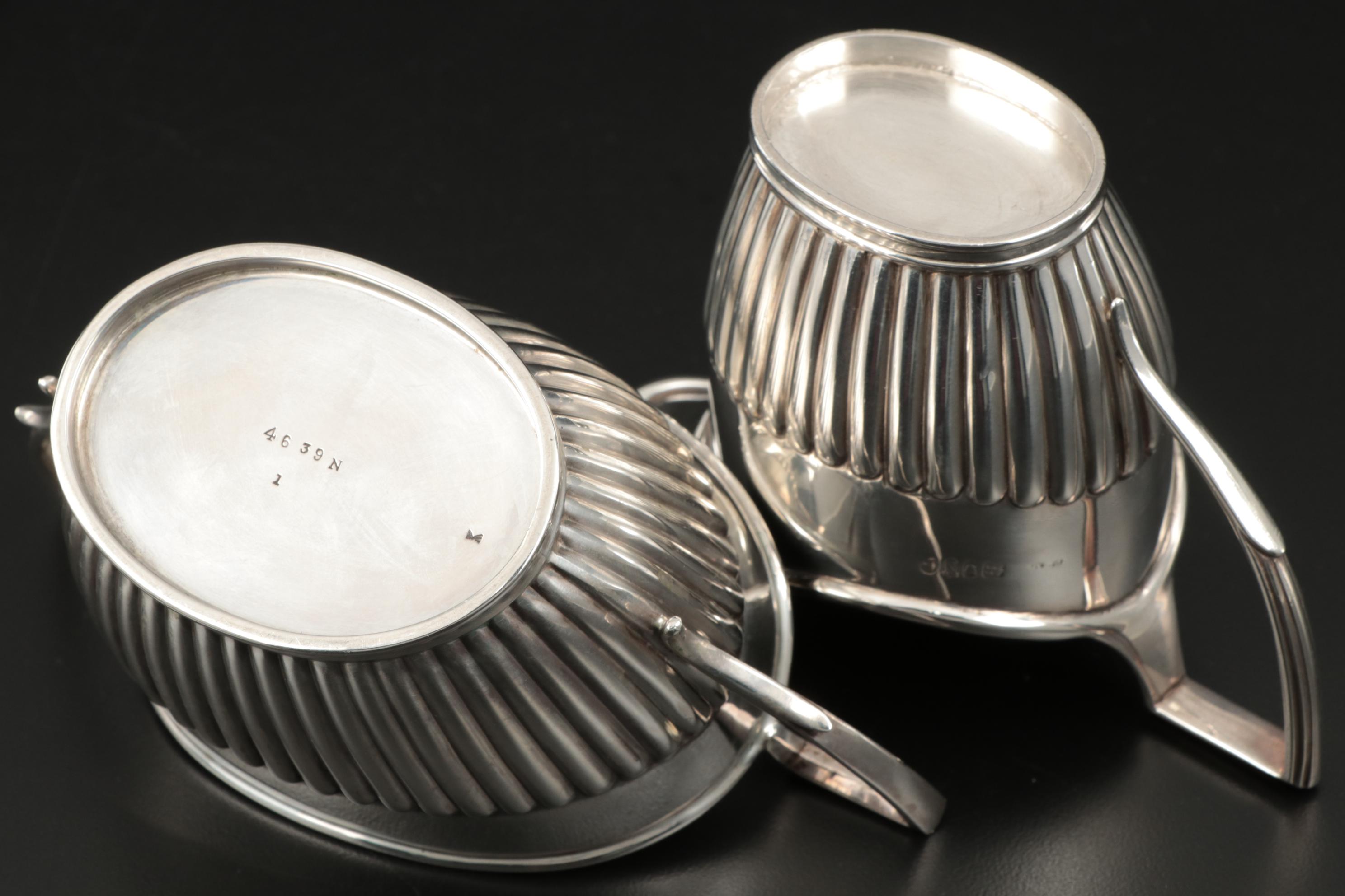 English Queen Anne Style Sterling Silver Tea Set, Late 19th/Early 20th Century
