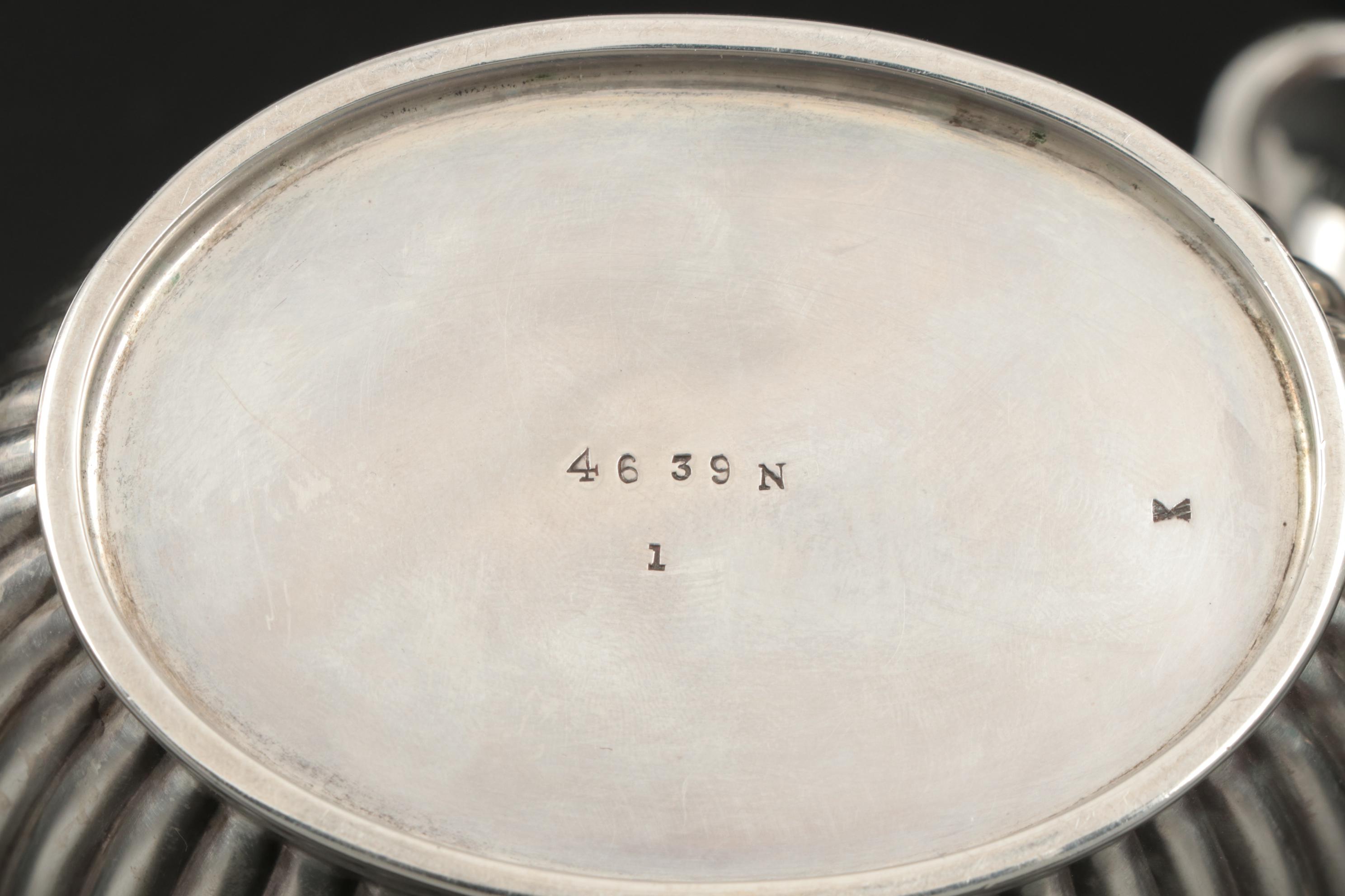 English Queen Anne Style Sterling Silver Tea Set, Late 19th/Early 20th Century