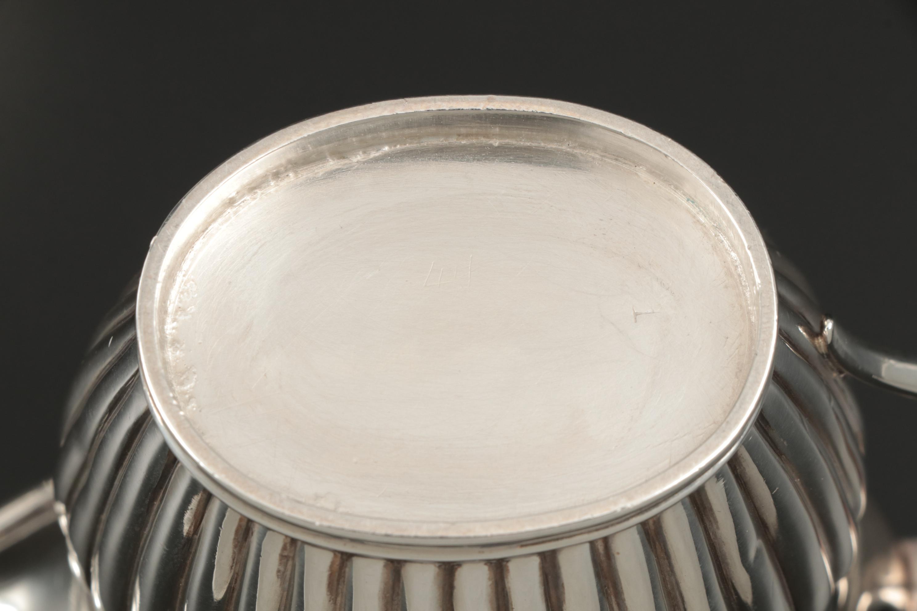 English Queen Anne Style Sterling Silver Tea Set, Late 19th/Early 20th Century