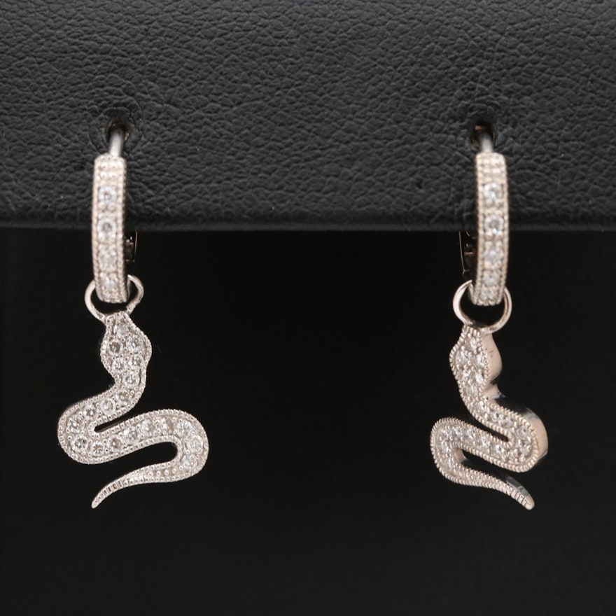 14K Diamond Snake Dangle Earrings