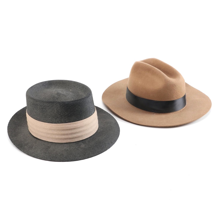 Brixton Wool Felt Western and Lee Woven Milan Porkpie Hats, Vintage