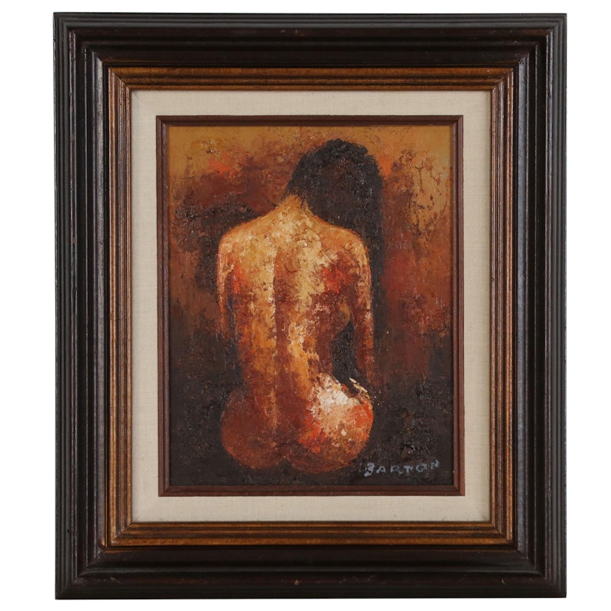 Edward Barton Oil Painting of Seated Nude, Late 20th Century