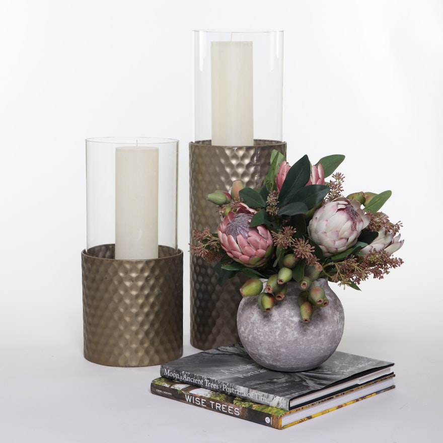 Hammered Metal Candle Holders and Other Decorative Accessories, Contemporary