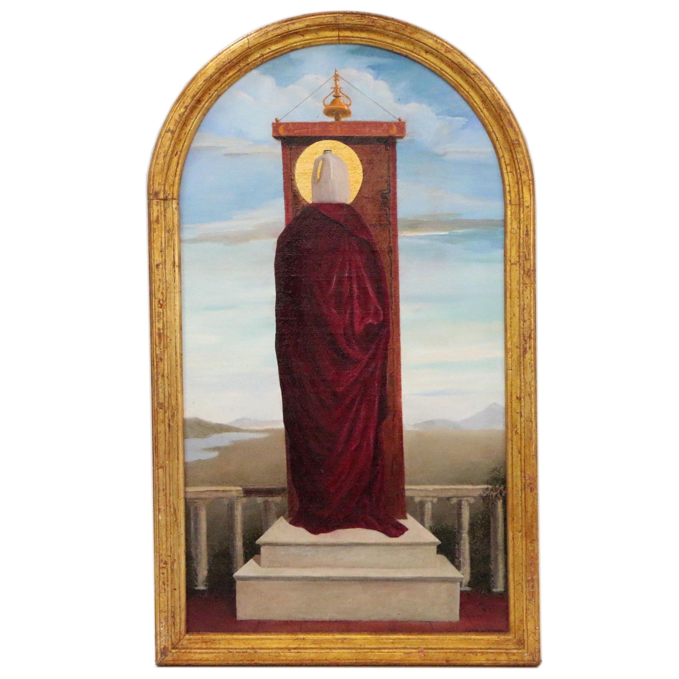 Clifford W. Lamoree Surrealist Oil Painting "Madonna of the Plastic Milk Bottle"