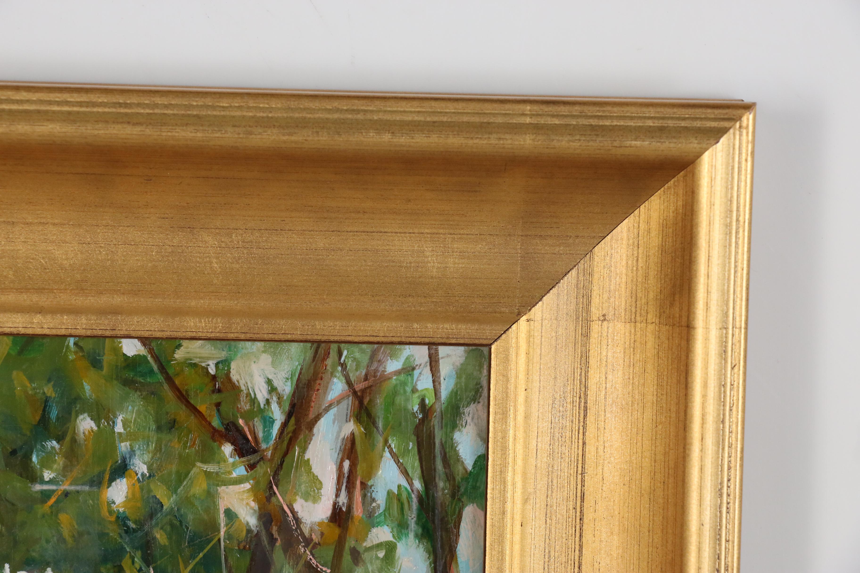 Maria Liberti Oil Painting of Woman in Garden, 21st century