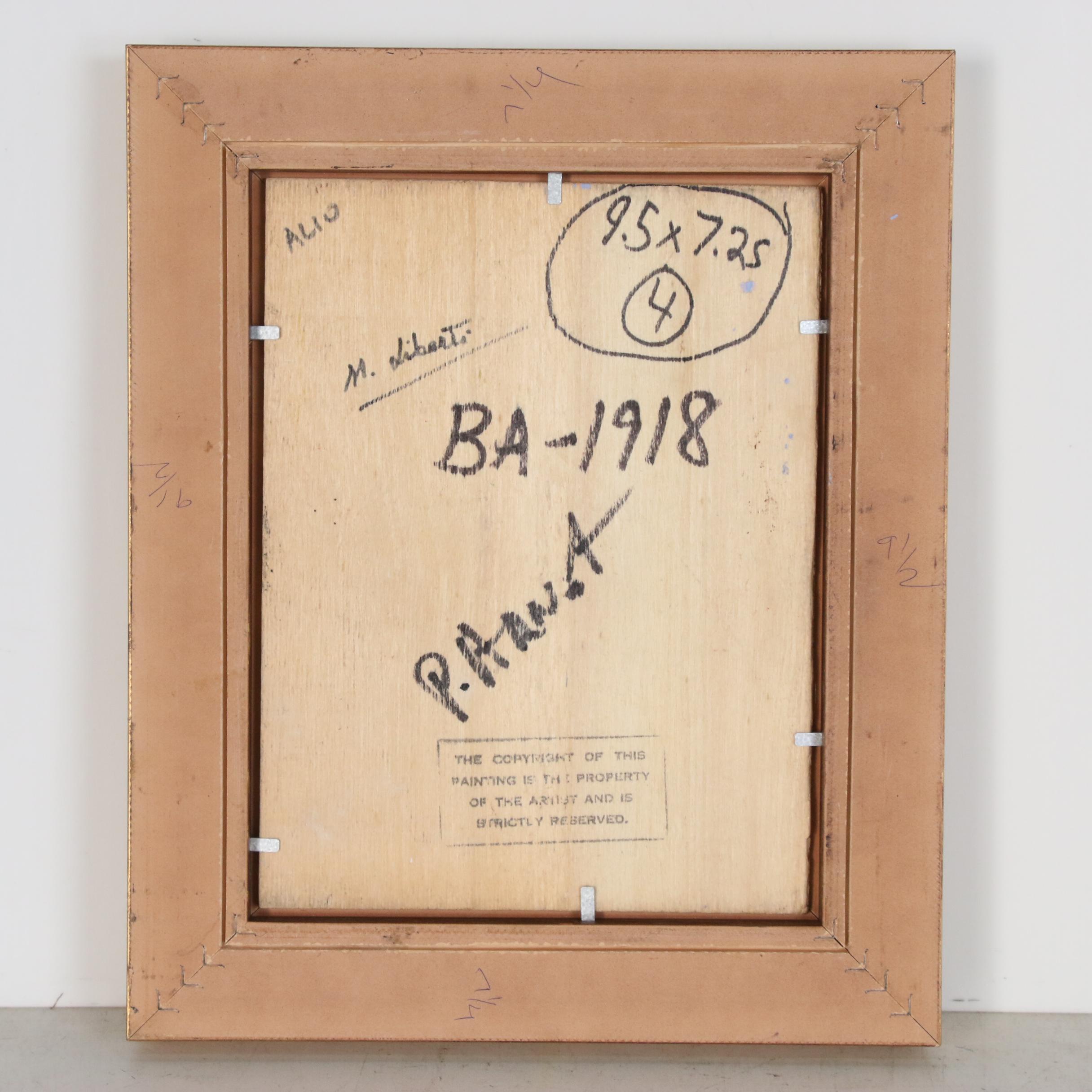 Maria Liberti Oil Painting of Woman in Garden, 21st century