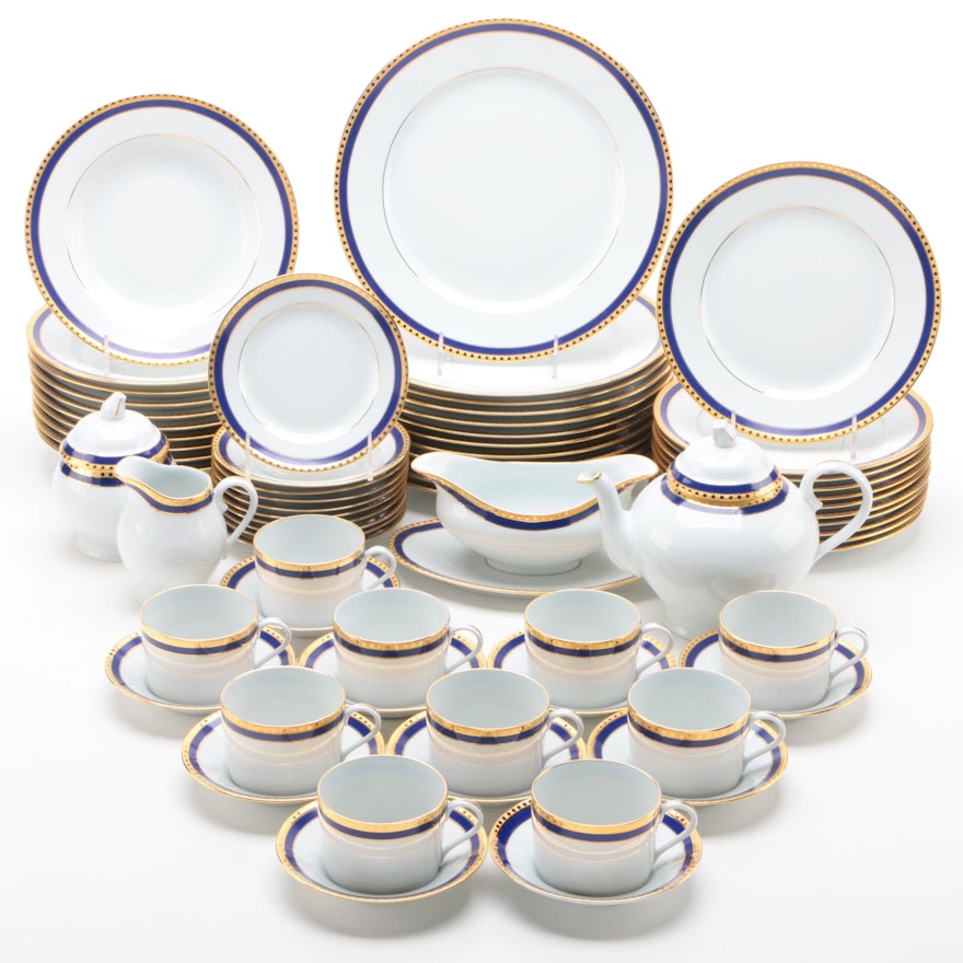 Tiffany & Co. "Blue Band" Limoges Porcelain Dinnerware and Tea Service, 1990s