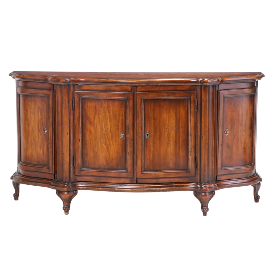 French Provincial Style Walnut-Stained Serpentine Buffet