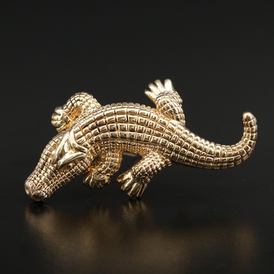 Vintage 14K Alligator Brooch