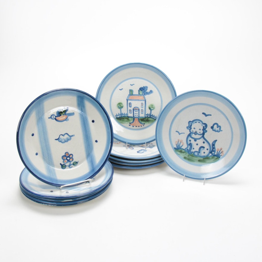 M.A. Hadley "Country Scene Blue", "Blue Horse" and Other Stoneware Dinner Plates