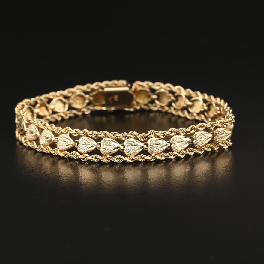 10K Gold Diamond-Cut Fancy Link Bracelet