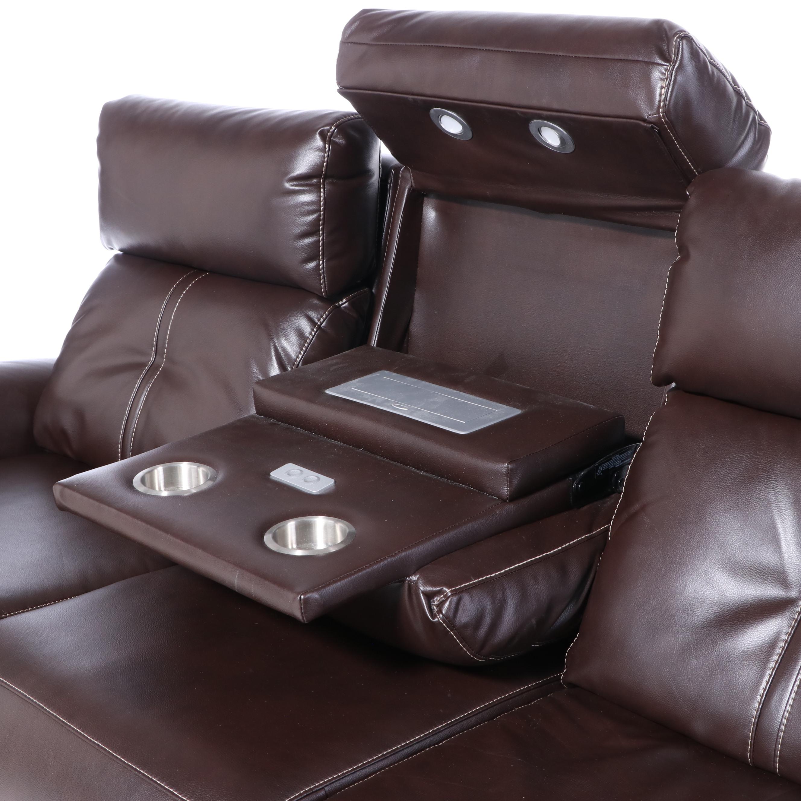 Havertys "Easy Street" Faux-Leather Dual Power-Reclining Sofa