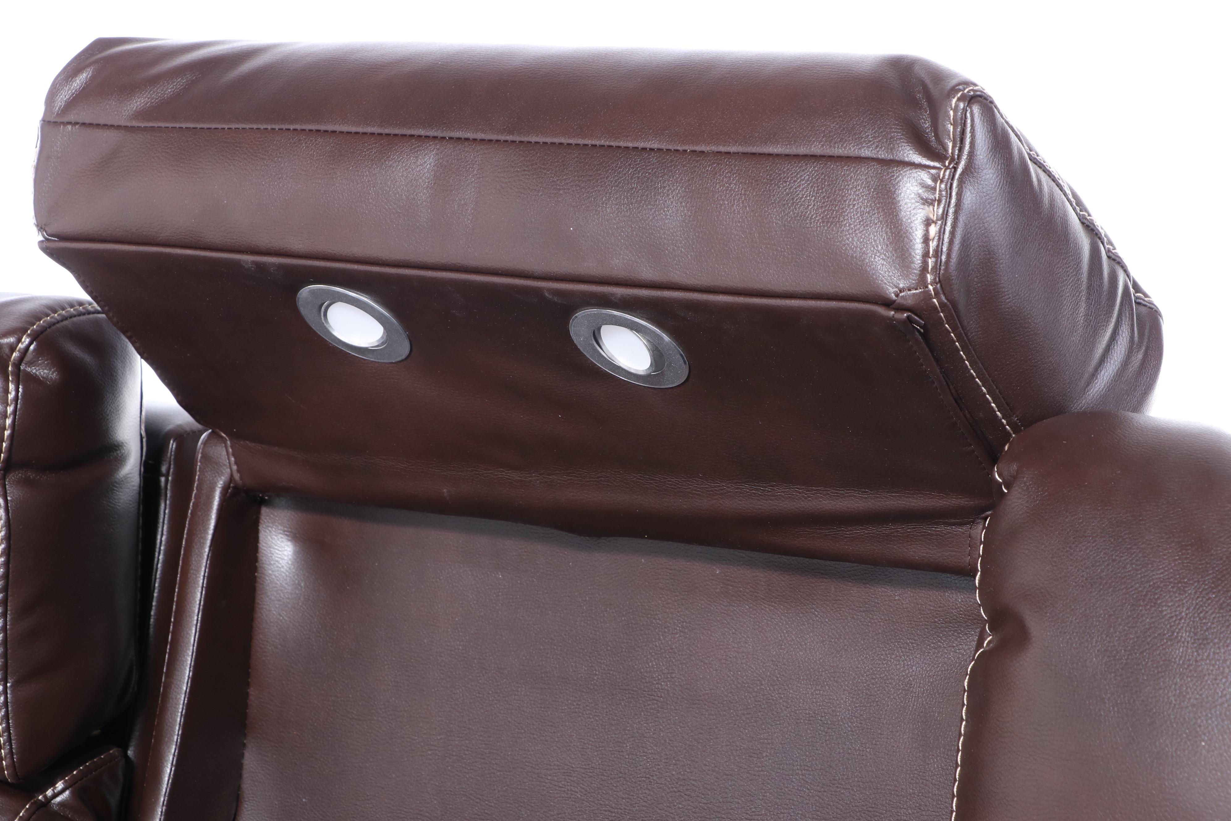 Havertys "Easy Street" Faux-Leather Dual Power-Reclining Sofa