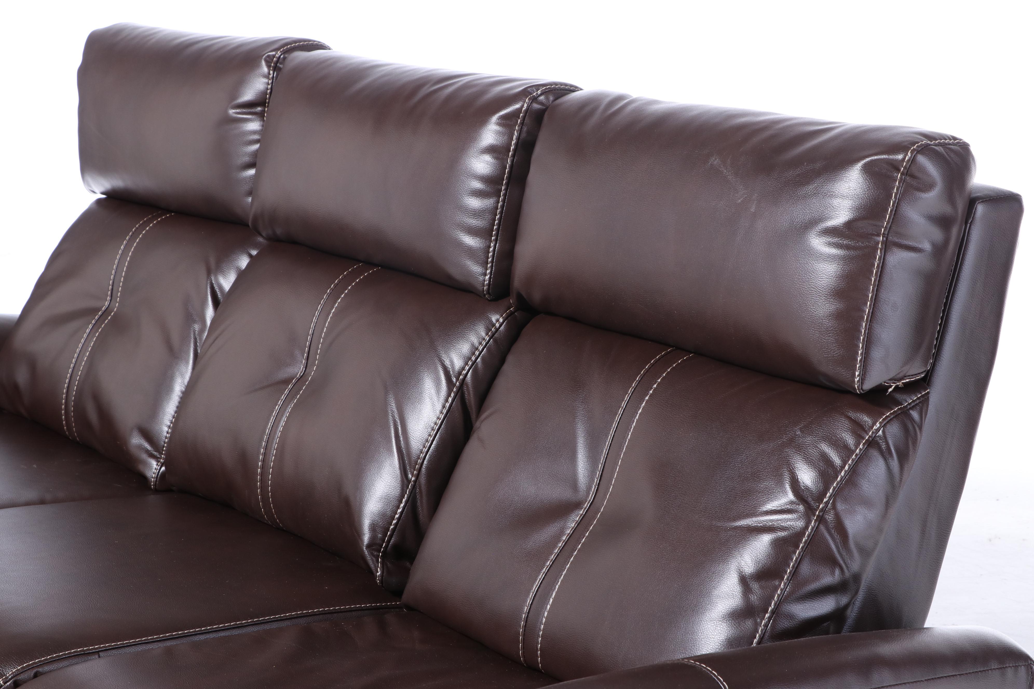 Havertys "Easy Street" Faux-Leather Dual Power-Reclining Sofa