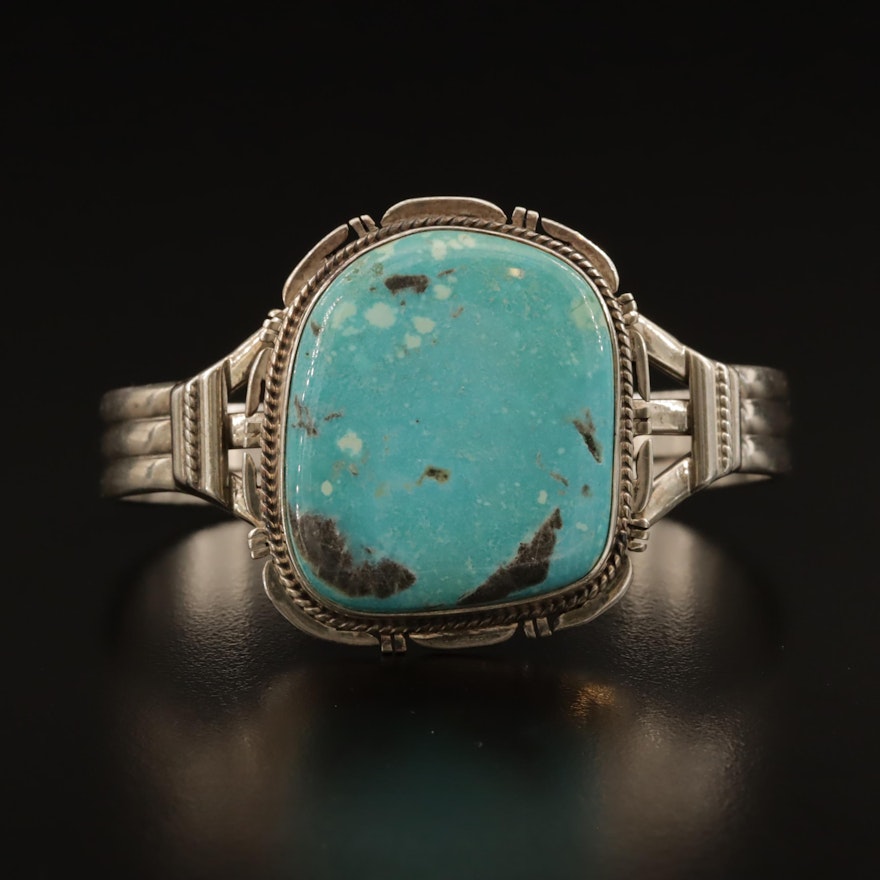 John Nelson Navajo Diné Sterling Turquoise Cuff