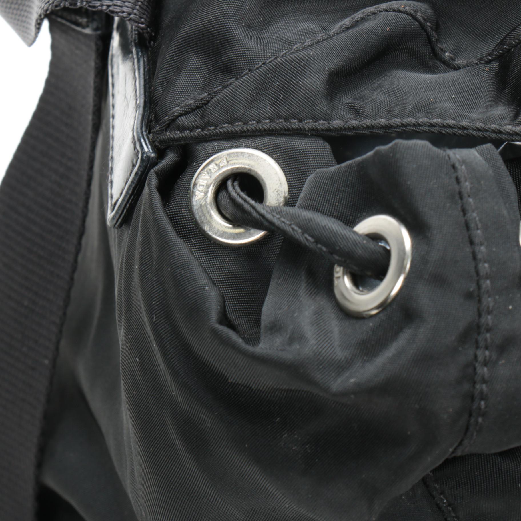 Prada Backpack Purse in Black Tessuto Nylon with Leather Trim
