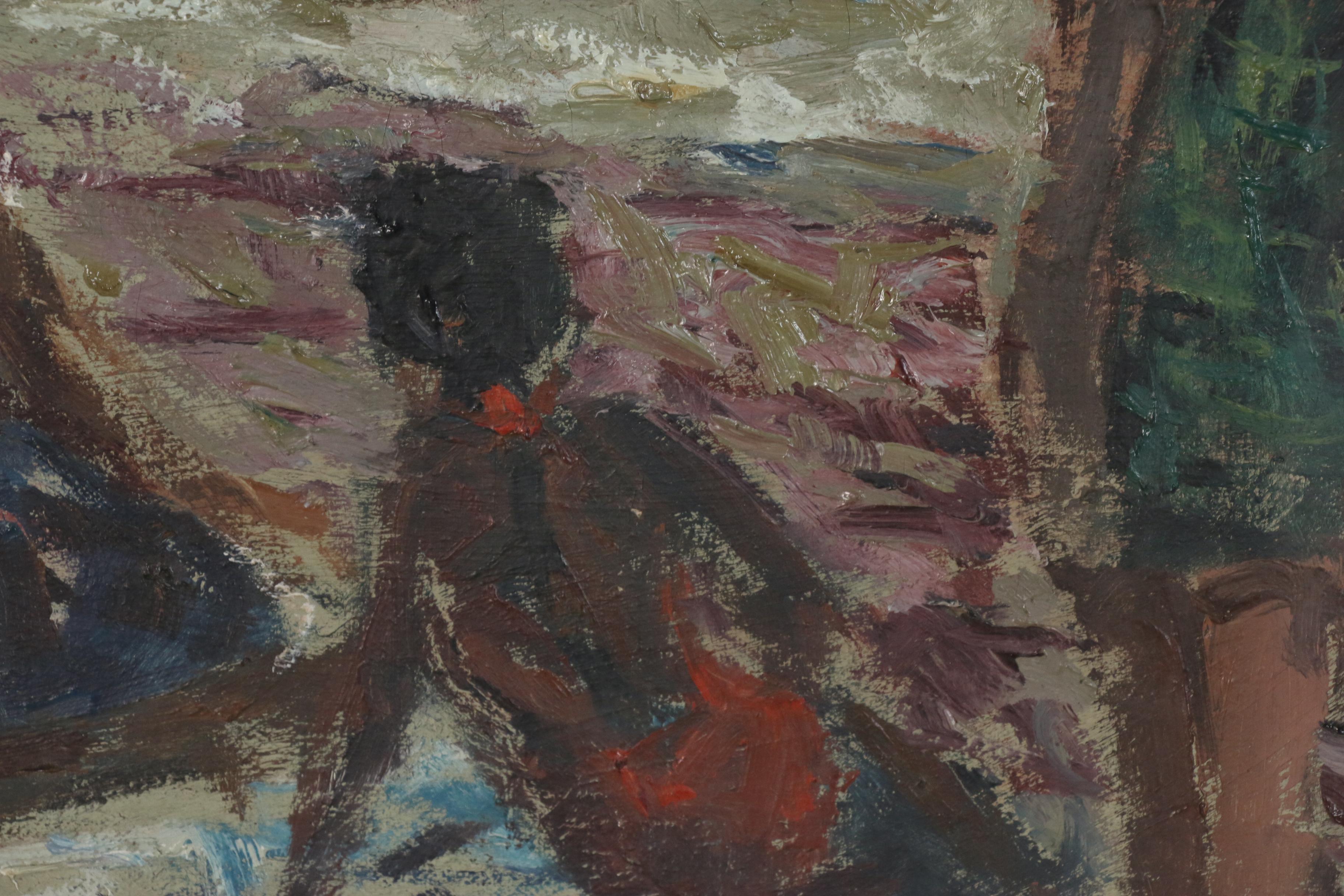 Carl Fuchs Abstract Figural Oil Painting, 1963