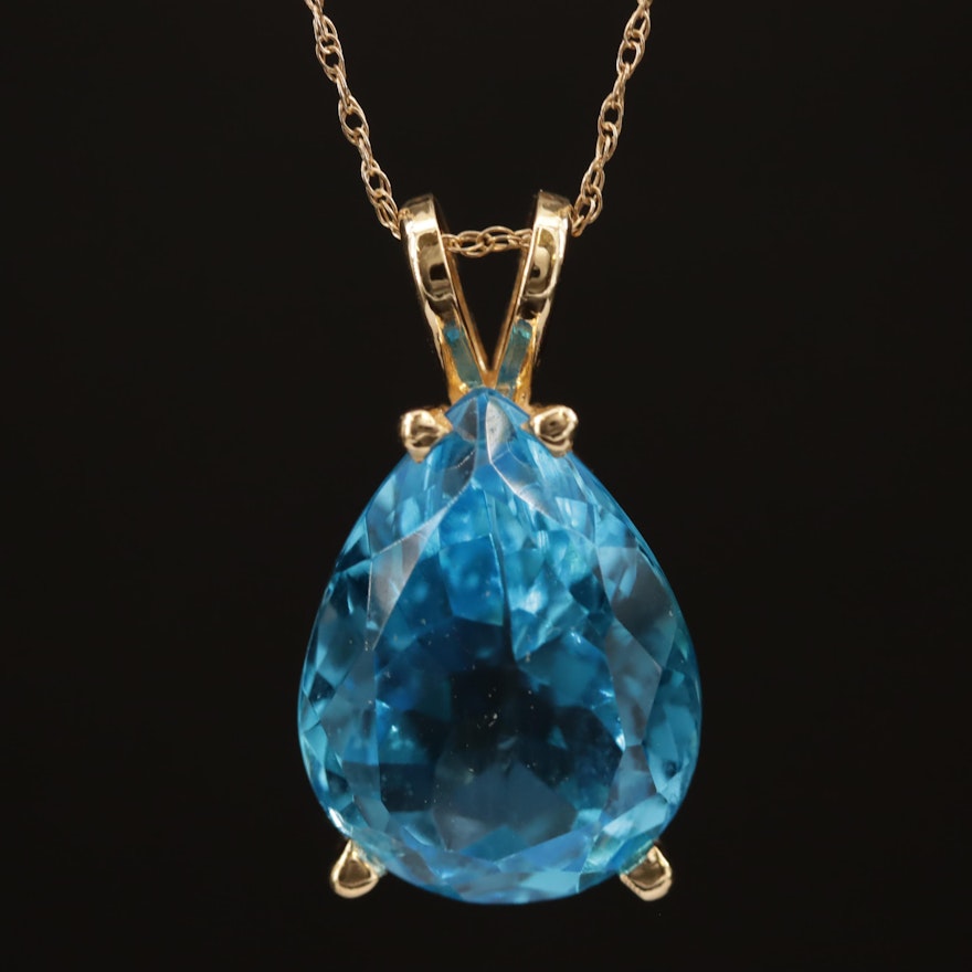 14K Blue Topaz Necklace