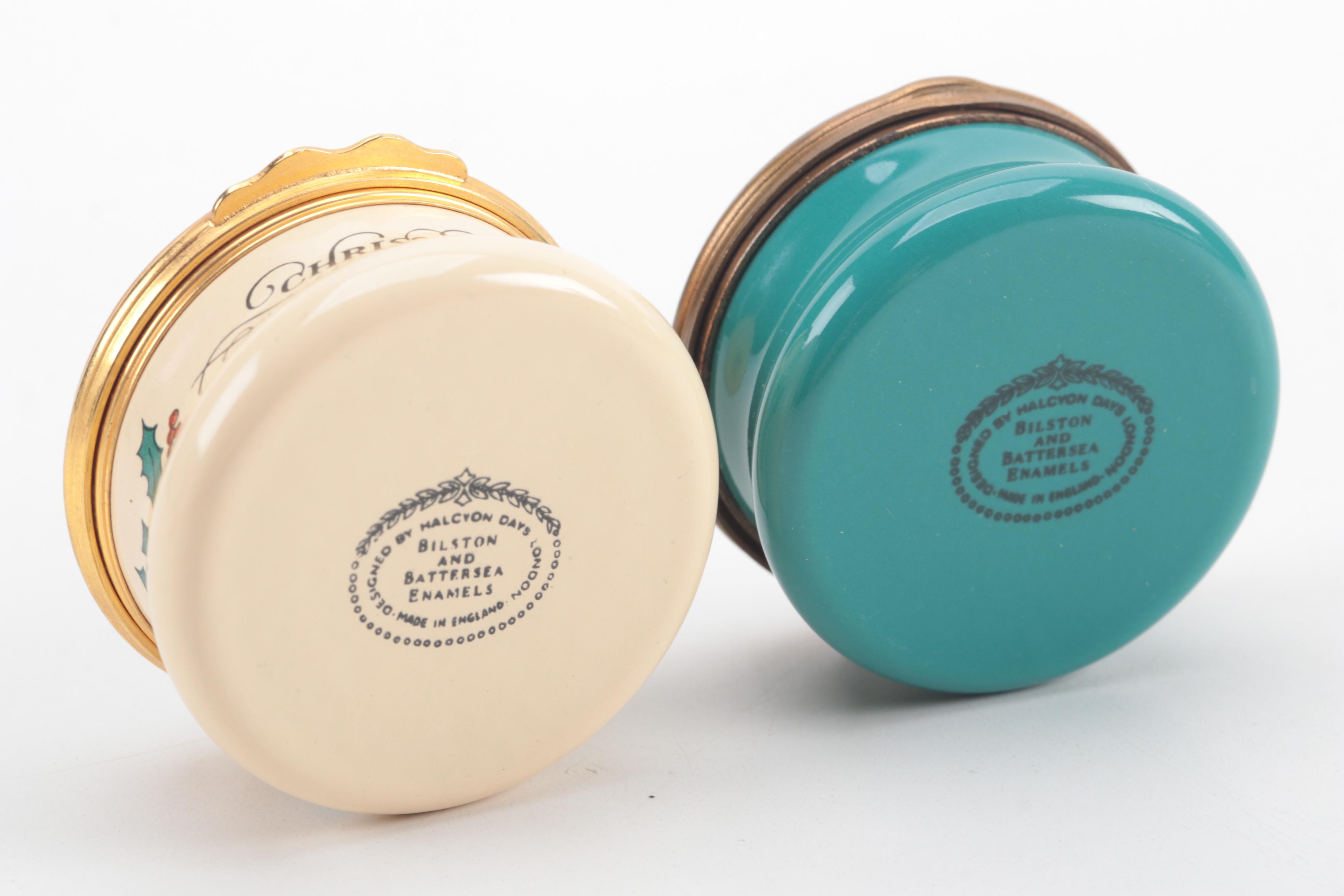 Halcyon Days Enamel Christmas Trinket Boxes, 1970s