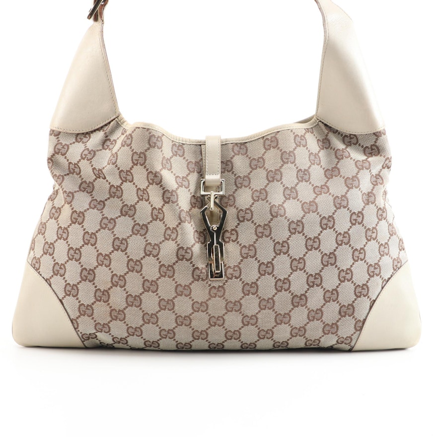 Gucci GG Canvas and Leather Hobo Bag