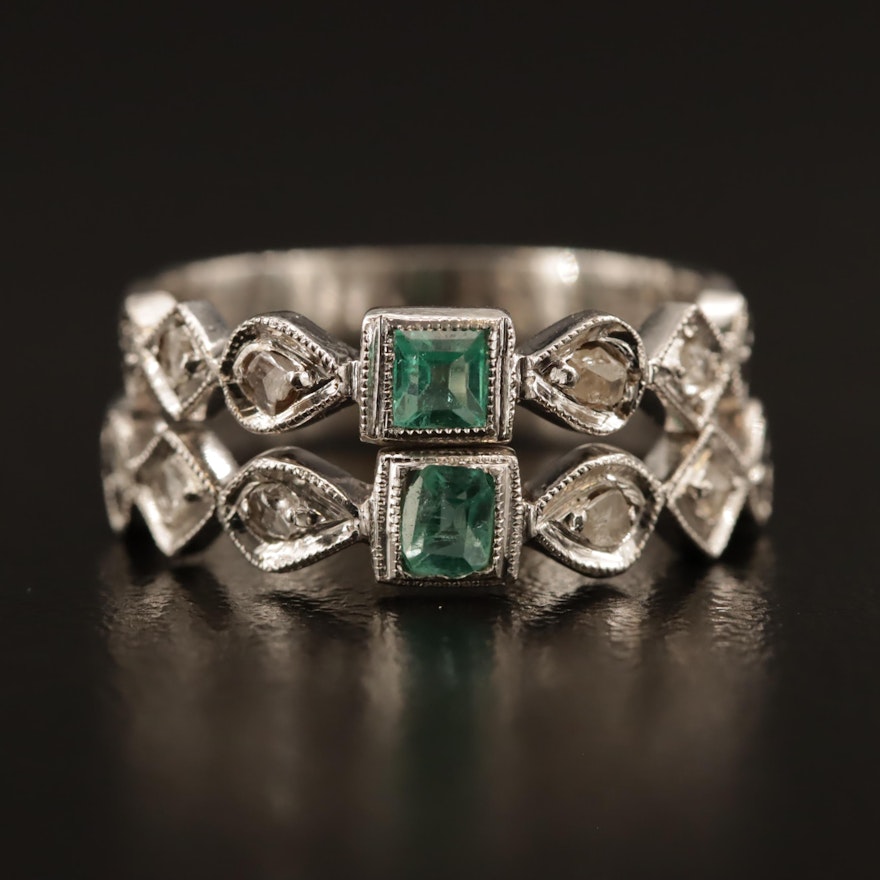 10K Emerald and Diamond Rings
