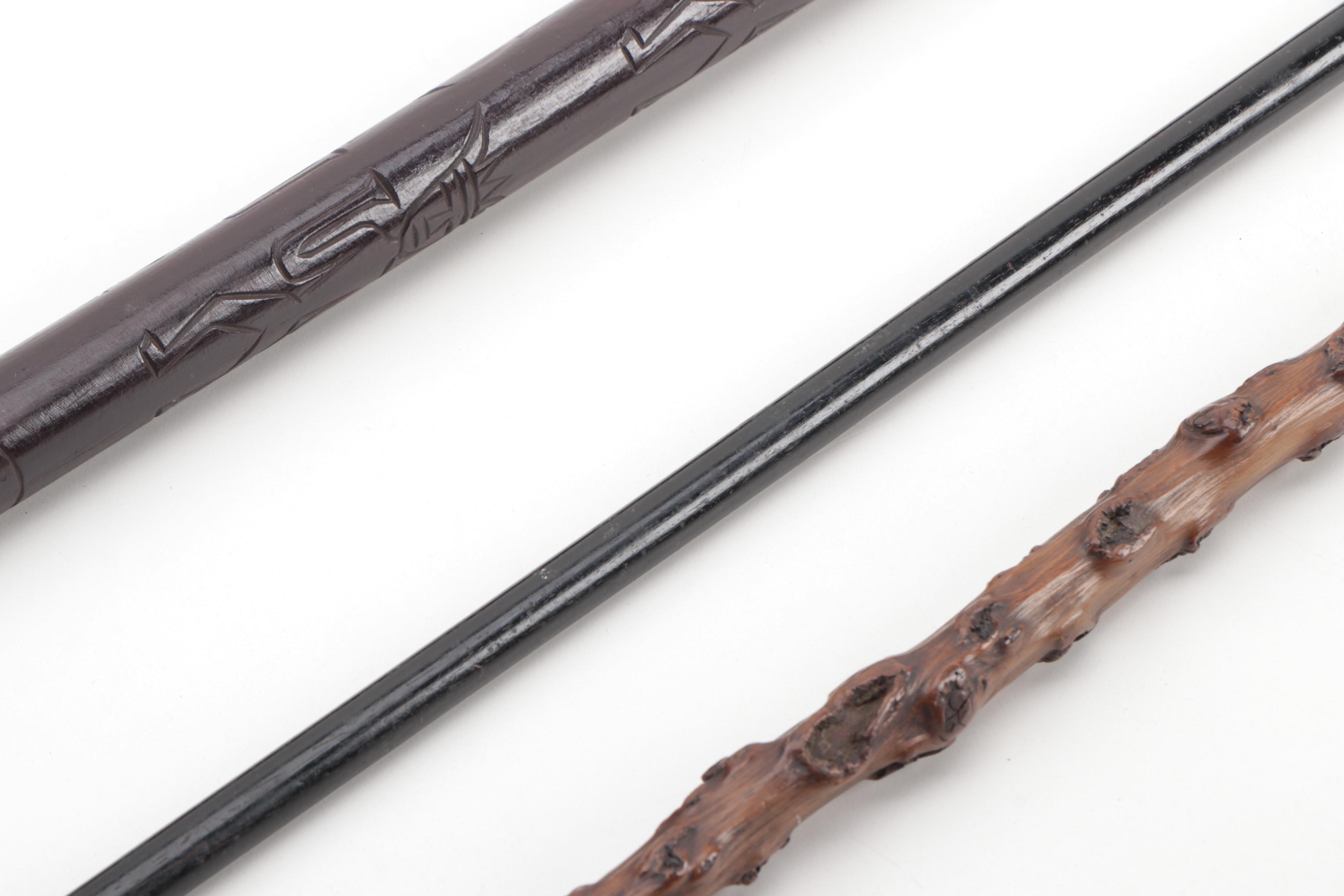 African Sword Cane with Thorn Wood Cane and Ebonized Wood Walking Stick