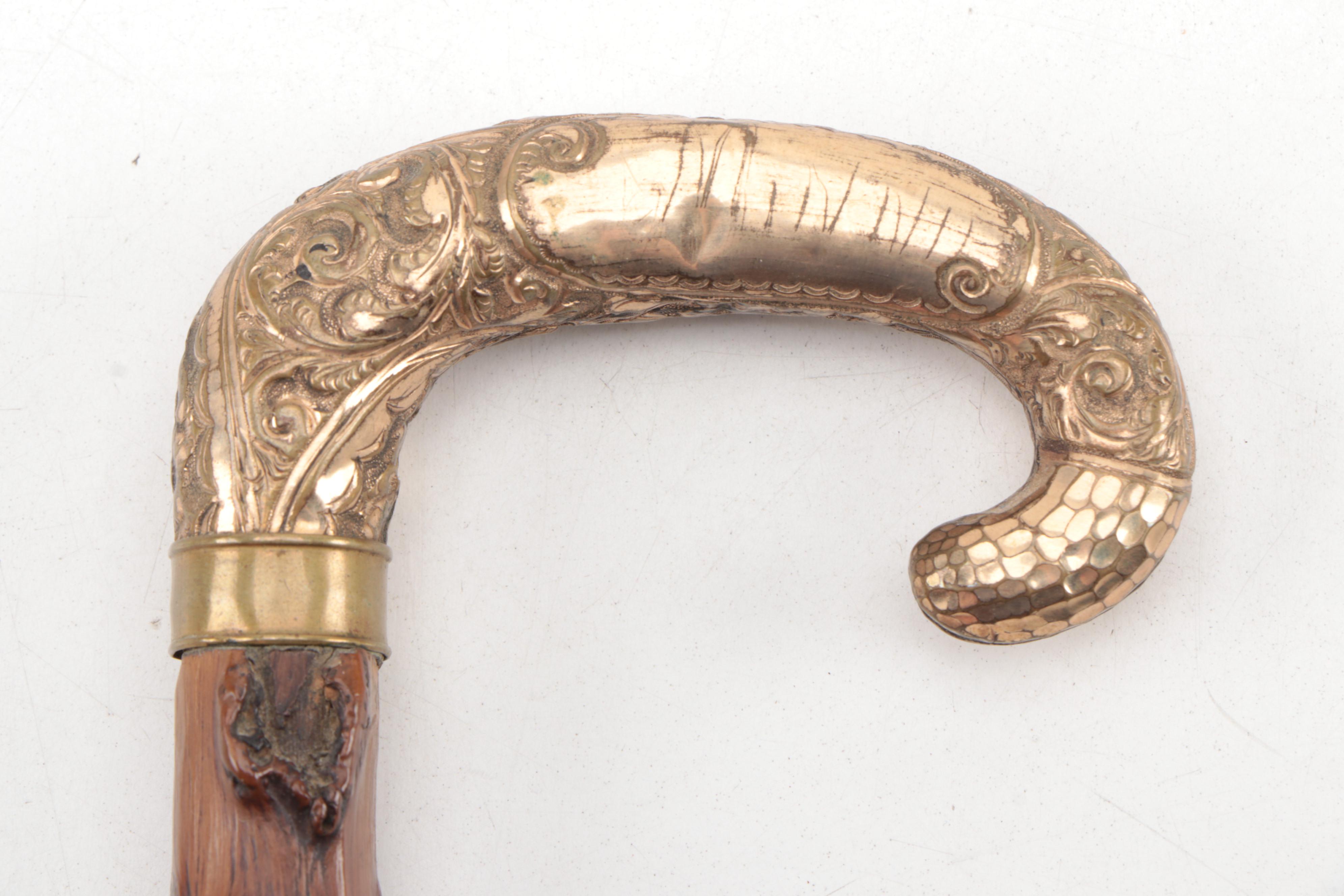 African Sword Cane with Thorn Wood Cane and Ebonized Wood Walking Stick