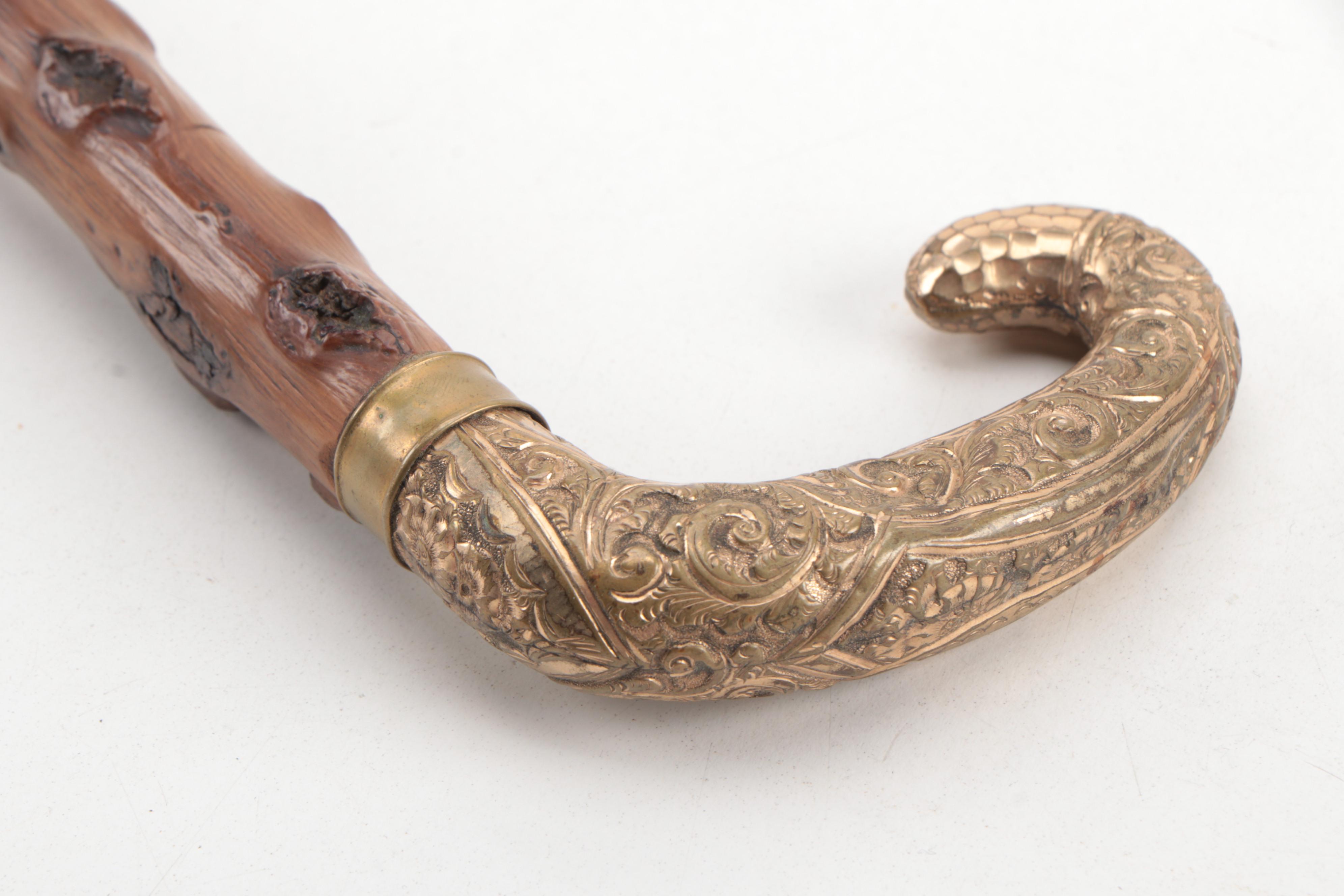 African Sword Cane with Thorn Wood Cane and Ebonized Wood Walking Stick