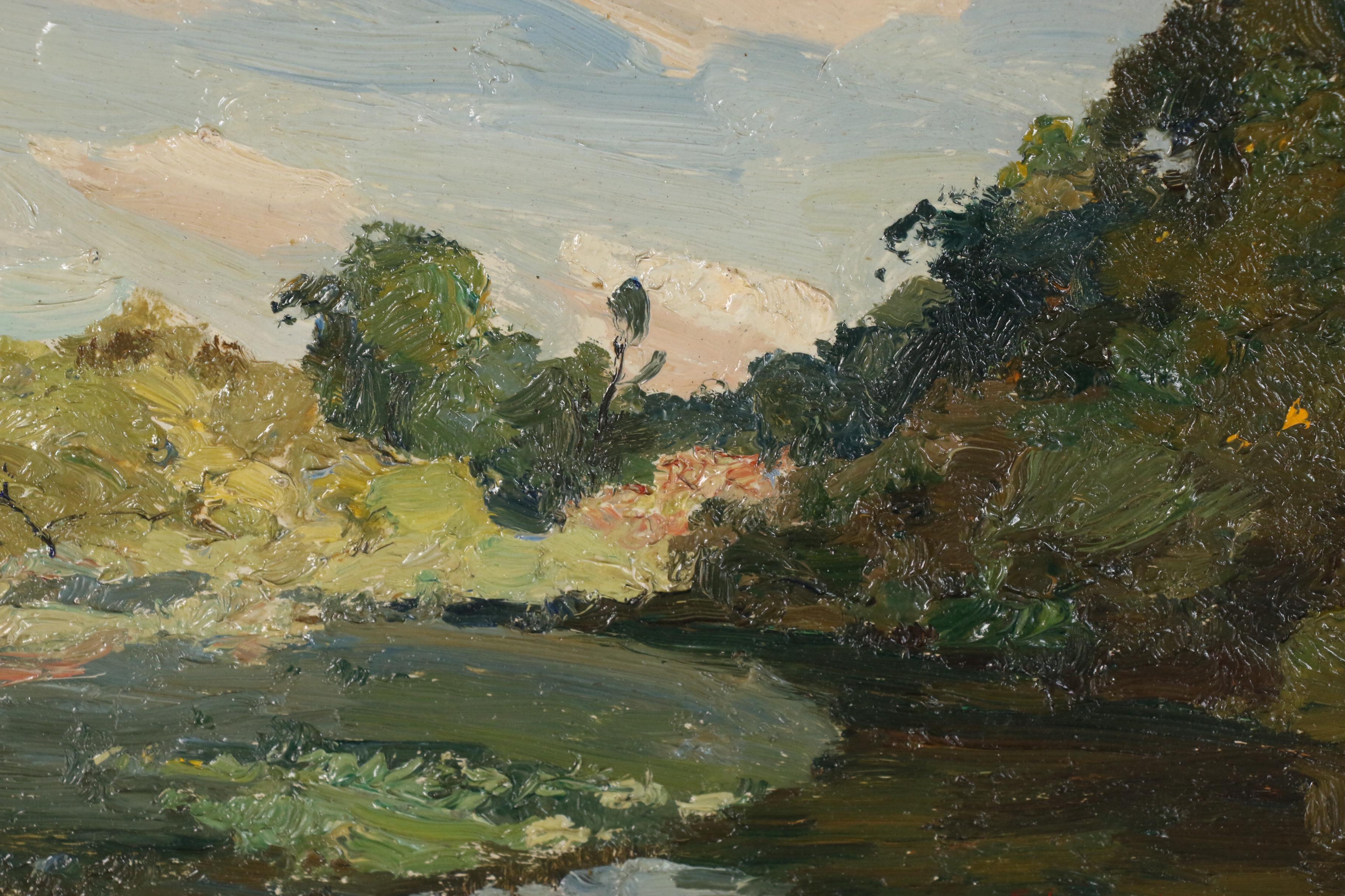 Edmond J. Fitzgerald Oil Painting "Sunlight and Shadow", Late 20th Century