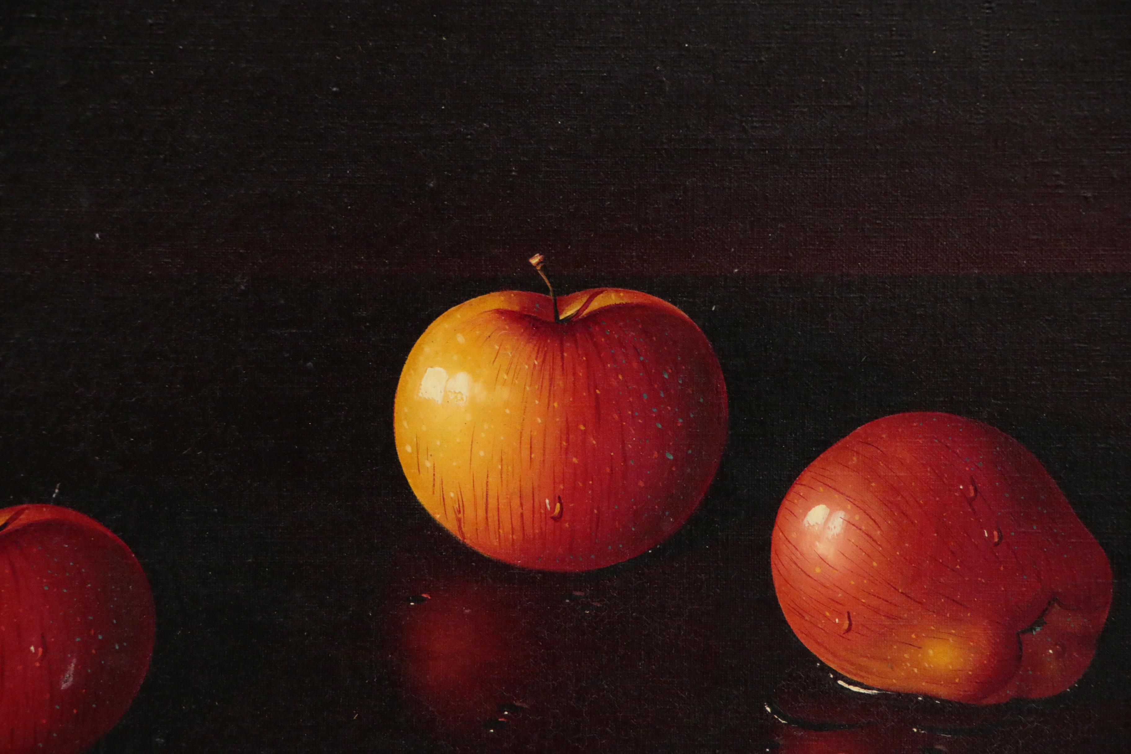 F. Guarnieri Still Life Oil Painting of Apples, Mid 20th Century