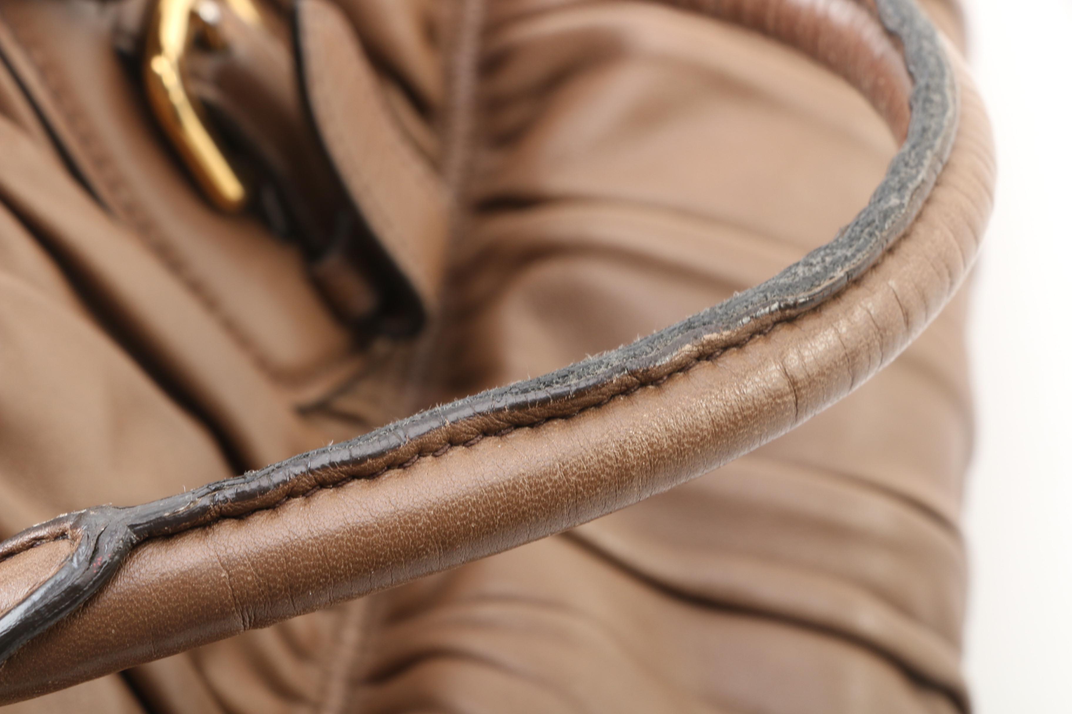 Prada Satchel Bag in Light Brown Napa Gaufre Leather