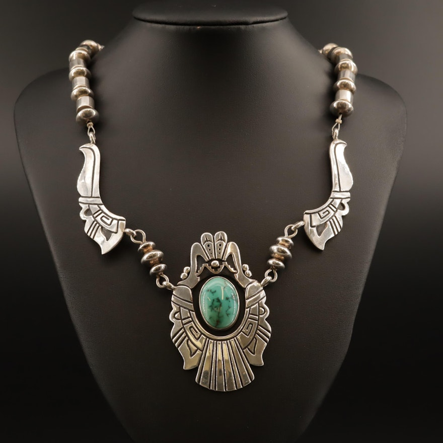 Thomas Singer Navajo Sterling Silver Turquoise Necklace