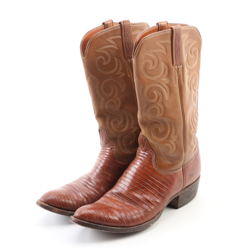 Women's Lucchese of San Antonio Leather and Lizard Skin Boots