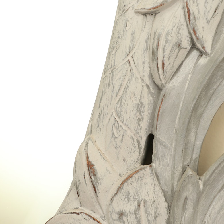 Portuguese Hand-Carved and Painted Wood Tulip Wall Mirror