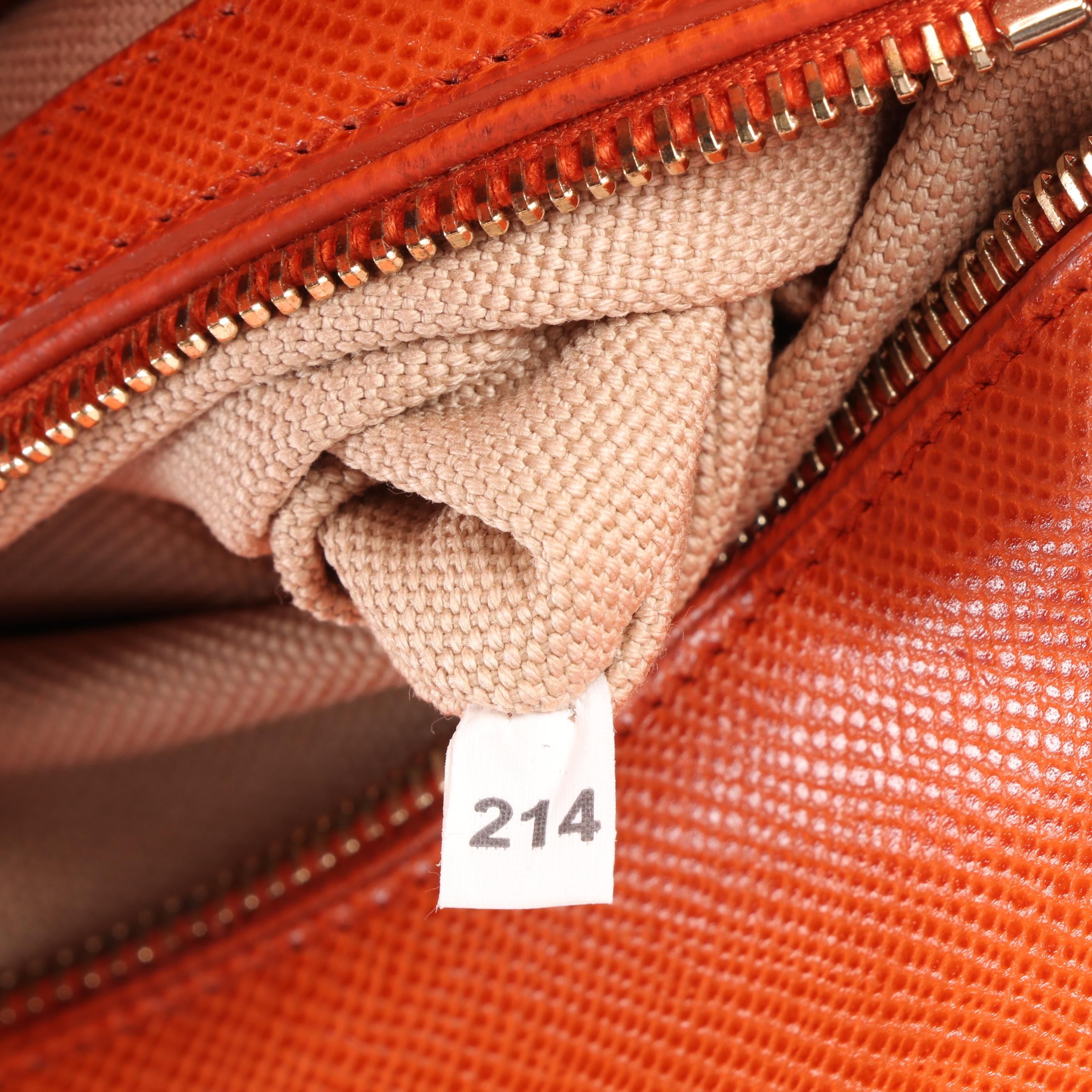 Prada Satchel in Corda Canapa Canvas with Papaya Saffiano Leather Trim