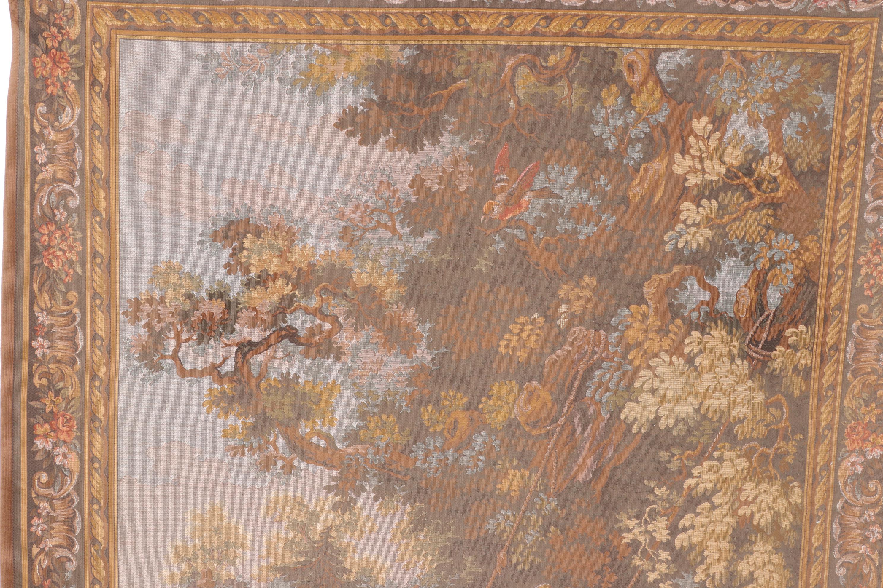 Jules Pansu Tapestry after "The Swing" by Jean-Honore Fragonard, Mid-20th C.