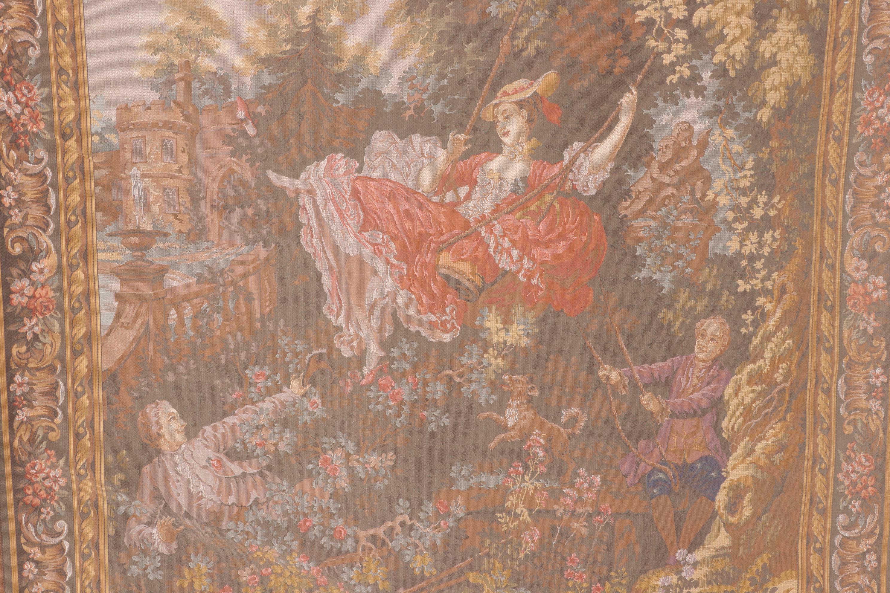 Jules Pansu Tapestry after "The Swing" by Jean-Honore Fragonard, Mid-20th C.
