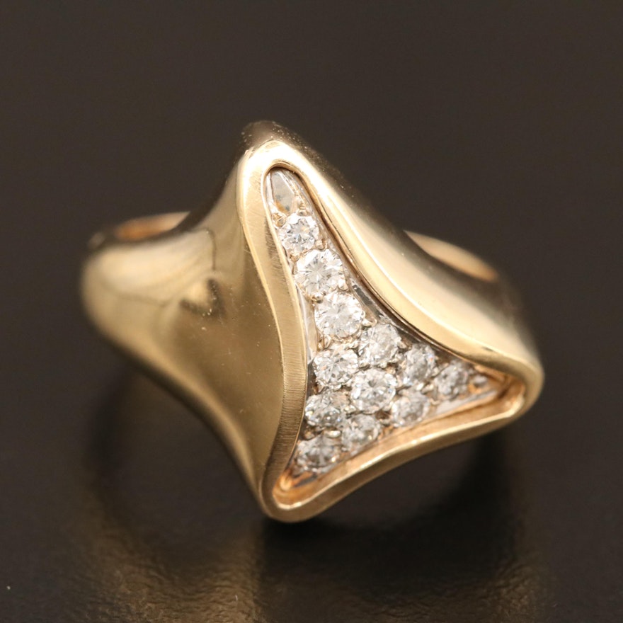 14K Diamond Freeform Ring