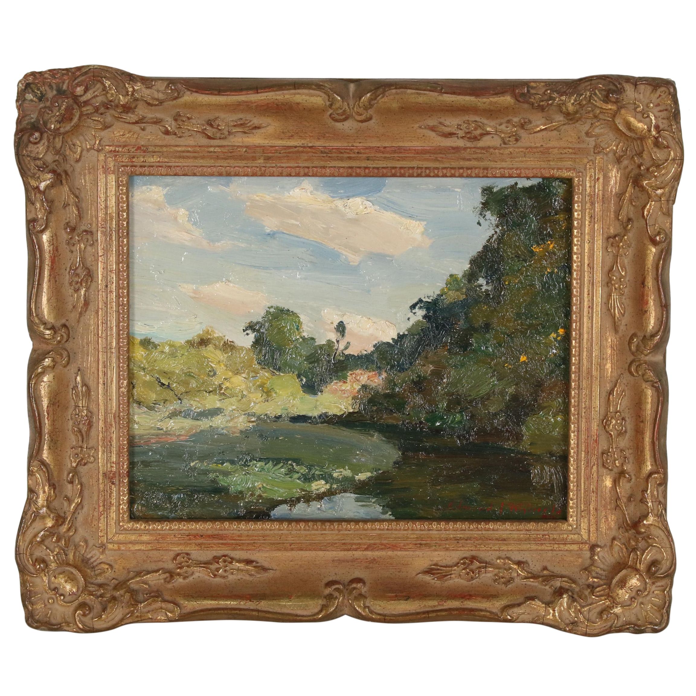 Edmond J. Fitzgerald Oil Painting "Sunlight and Shadow", Late 20th Century